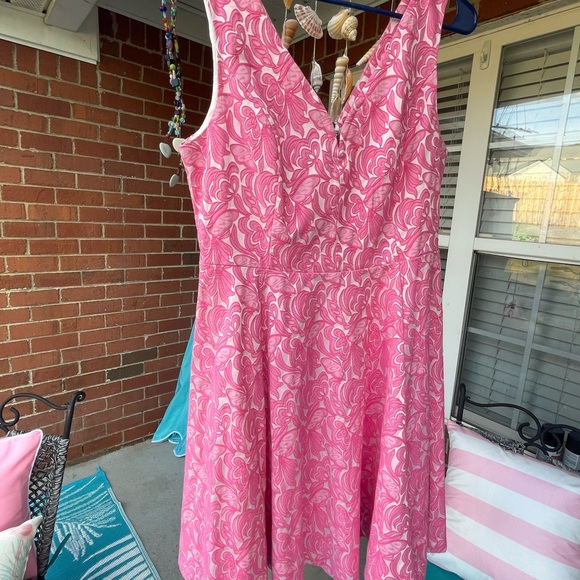 EUC Maeve Anthropologie Pink Size 12 Sleeveless Jacquard V-Neck A-Line Dress - Picture 2 of 7